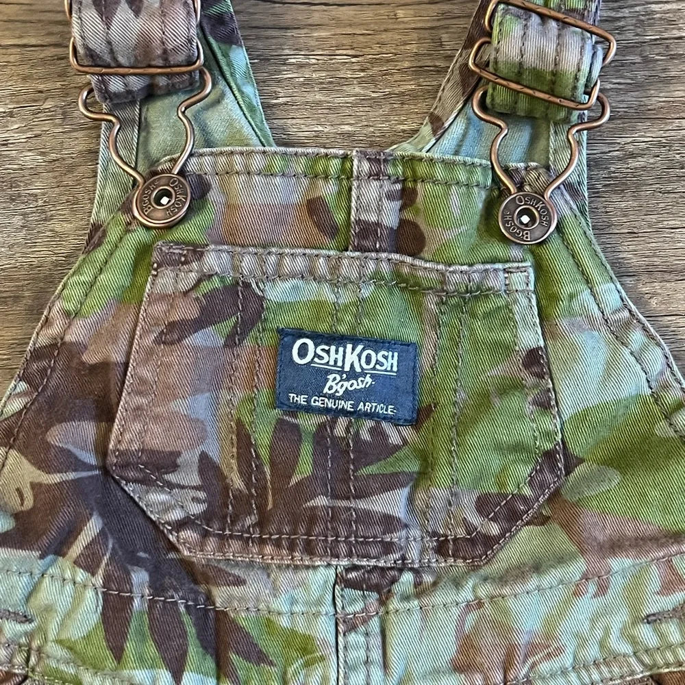 Baby Boy 6 Mth OshKosh B'Gosh Toddler Dinosaur Camouflage Overalls Bibs Camo H31